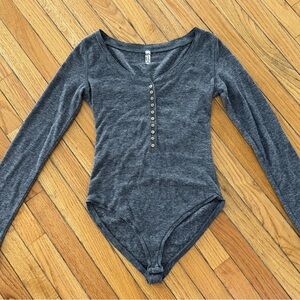 Free People Charcoal Bodysuit